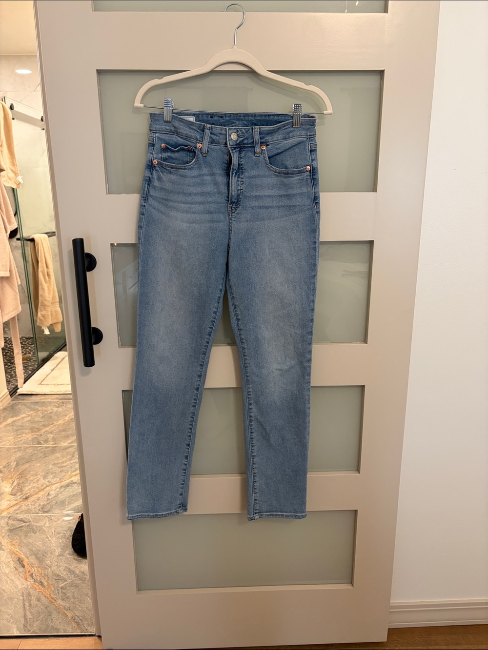 Classic High-Rise Straight Jeans in Light Blue